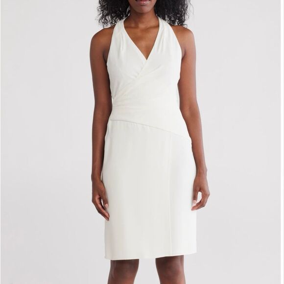 NWT Trina Turk, “Samantha” drape cocktail dress in Whitewash color Size 2 - Picture 1 of 4